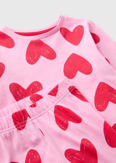 Girls Pink Heart Valentines Pyjama Set (1-13yrs)