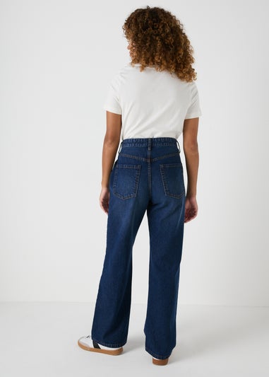 Papaya Petite Blue Mid Wash Relaxed Straight Jeans