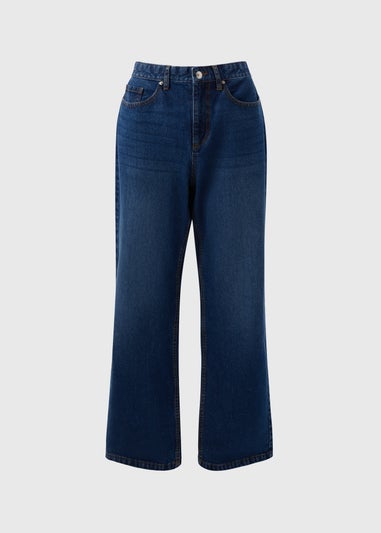 Papaya Petite Blue Mid Wash Relaxed Straight Jeans