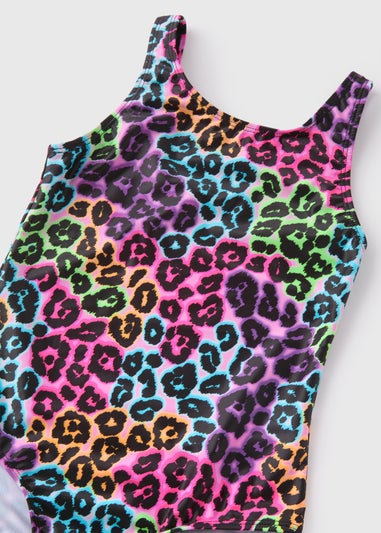 Girls Multicolour Leopard Print Swimsuit (7-15yrs)