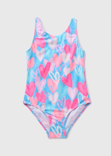 Girls Multicolour Heart Swimsuit (7-15yrs)