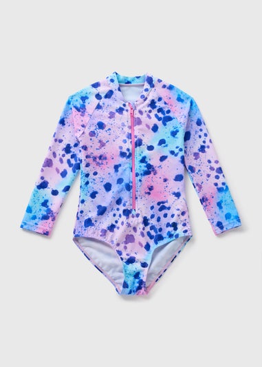 Girls Multicolour Speckle Zip Swimsuit (7-15yrs)