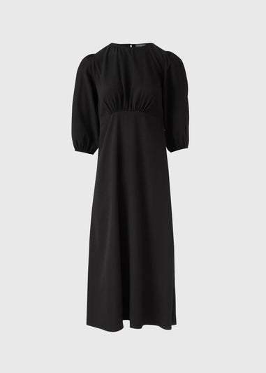 Black 3/4 Sleeve Tea Midi Dress