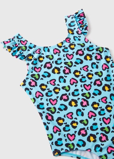 Girls Blue Leopard Swimsuit (1-7yrs)