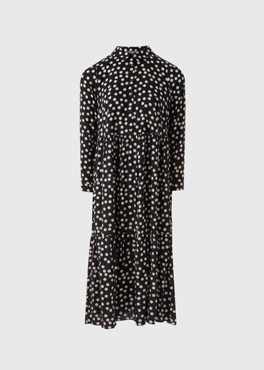 Black Spot Shirt Midi Dress