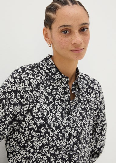 Black Floral Viscose Shirt