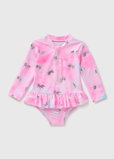 Girls Pink Unicorn Surf Suit (1-7yrs)