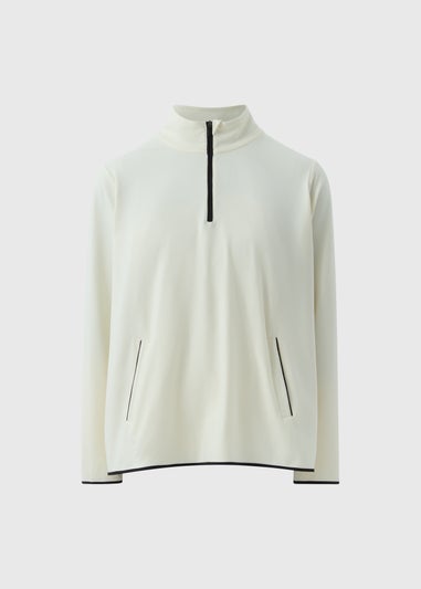 Souluxe Cream Piped Half Zip Top