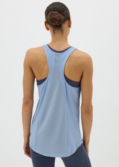 Blue Mesh Detail Vest Top