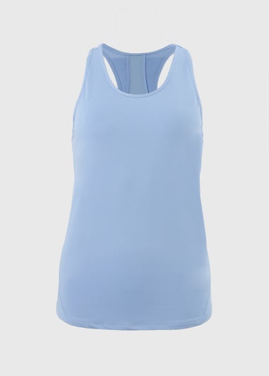 Blue Mesh Detail Vest Top