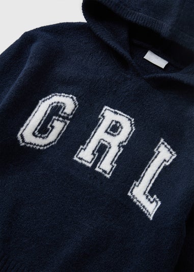 Girls Navy GRL Hoodie (7-15yrs)