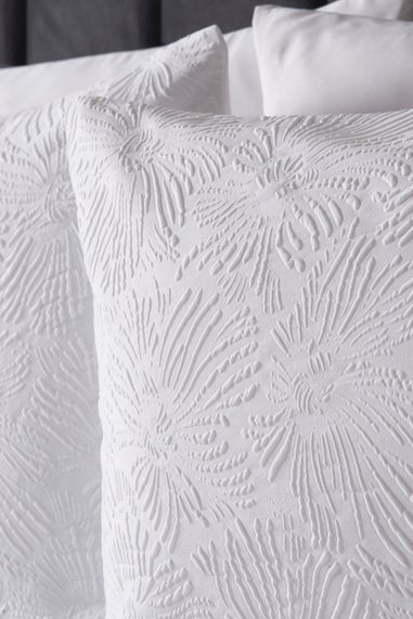 White Flower Embossed Duvet Set