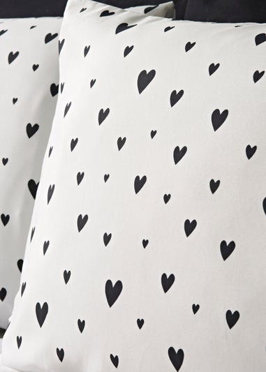 White Mono Heart Duvet Set