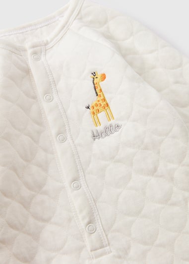 Baby Cream Giraffe Quilted Sleepsuit (Newborn-6mths)