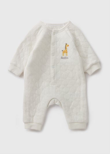 Baby Cream Giraffe Quilted Sleepsuit (Newborn-6mths)