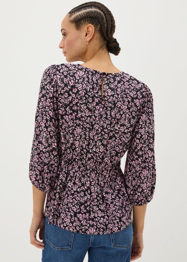 Black Ditsy Floral Blouse