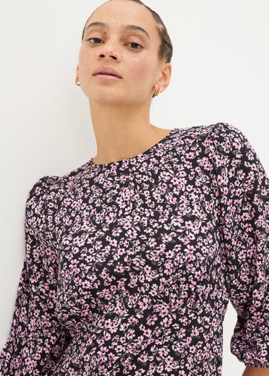 Black Ditsy Floral Blouse