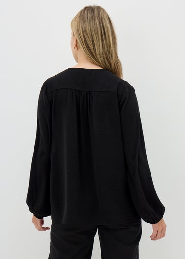 Black V-Neck Blouse