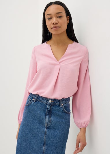 Pink Airflow V-Neck Blouse