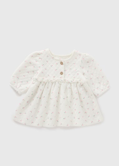 Baby Cream Floral Quilted Dress (Newborn-23mths)