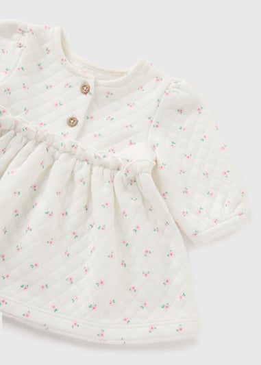 Baby Cream Floral Quilted Dress (Newborn-23mths)