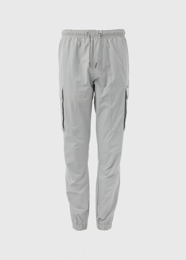 Grey Tech Cuffed Cargo Trousers