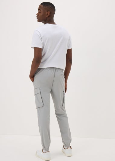 Grey Tech Cuffed Cargo Trousers