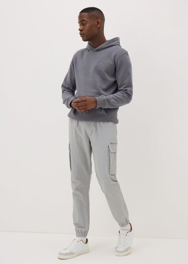 Grey Tech Cuffed Cargo Trousers