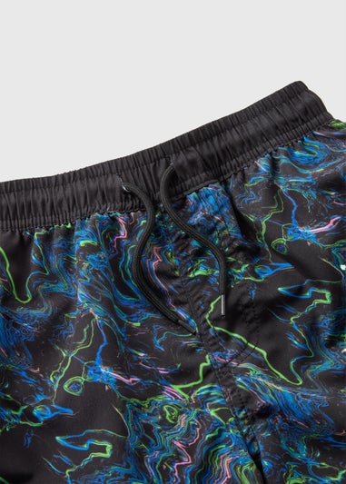 Boys Black Swirl Swim Shorts (7-15yrs)