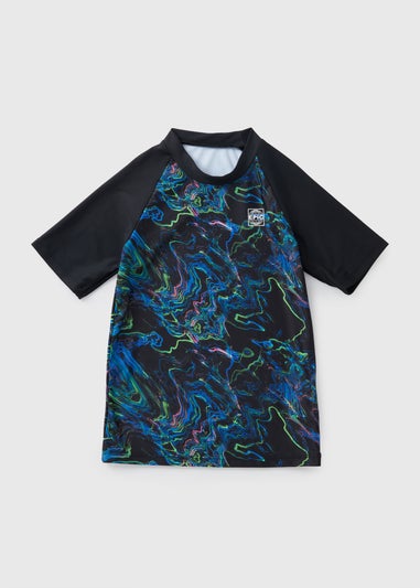 Boys Black Swirl Rash Vest (7-15yrs)