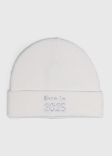 Baby Cream Born In 2025 Beanie (Newborn-6mths)