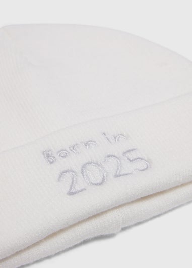 Baby Cream Born In 2025 Beanie (Newborn-6mths)