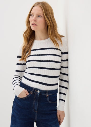 Cream Baby Cable Stripe Jumper