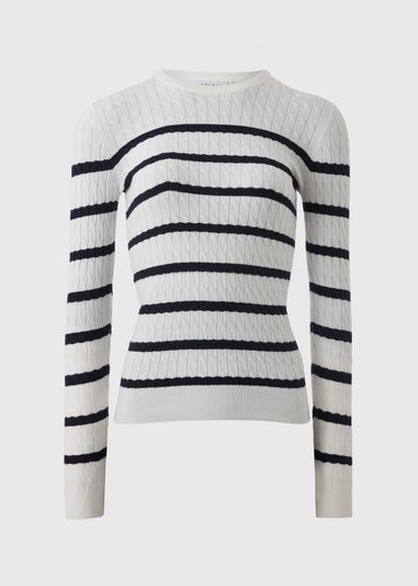 Cream Baby Cable Knit Stripe Jumper