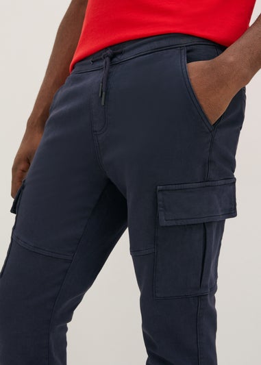 Navy Knitted Cargo Trousers