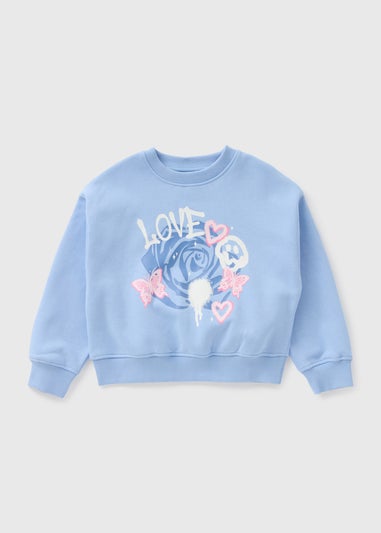 Girls Blue Graffiti Sweatshirt (7-15yrs)