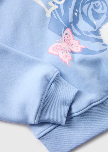 Girls Blue Graffiti Sweatshirt (7-15yrs)