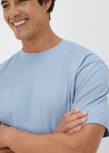 Blue Plain Slub T-Shirt