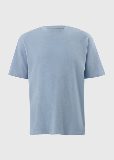 Blue Plain Slub T-Shirt