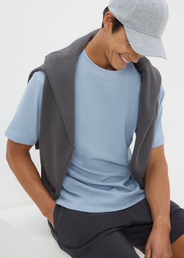 Blue Plain Slub T-Shirt