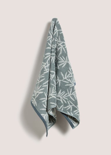 Duck Egg Jacquard Leaf Towel