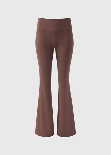 Souluxe Brown Ribbed Flared Leggings