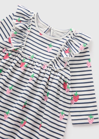 Baby Cream Stripe & Strawberry Dress (Newborn-23mths)