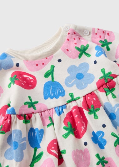 Cream Baby Strawberry Print Sweater Dress (Newborn-23mths)