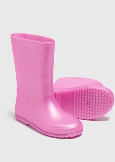 Girls Pink Pearlised Wellies (Younger 10-Older 5)