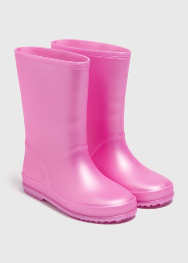 Girls Pink Pearlised Wellies (Younger 10-Older 5)