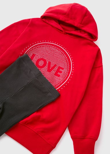 Girls Red Love Hoodie (7-15yrs)