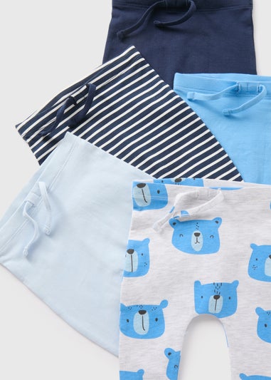 5 Pack Baby Blue Bear Leggings (Newborn-23mths)