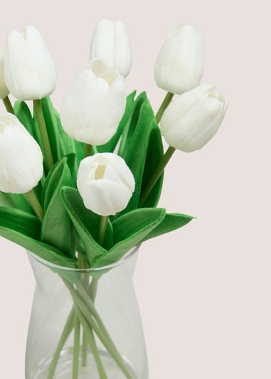 White Tulips In Glass Vase