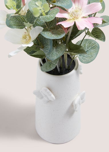 Pink Flower In Bufferfly Vase